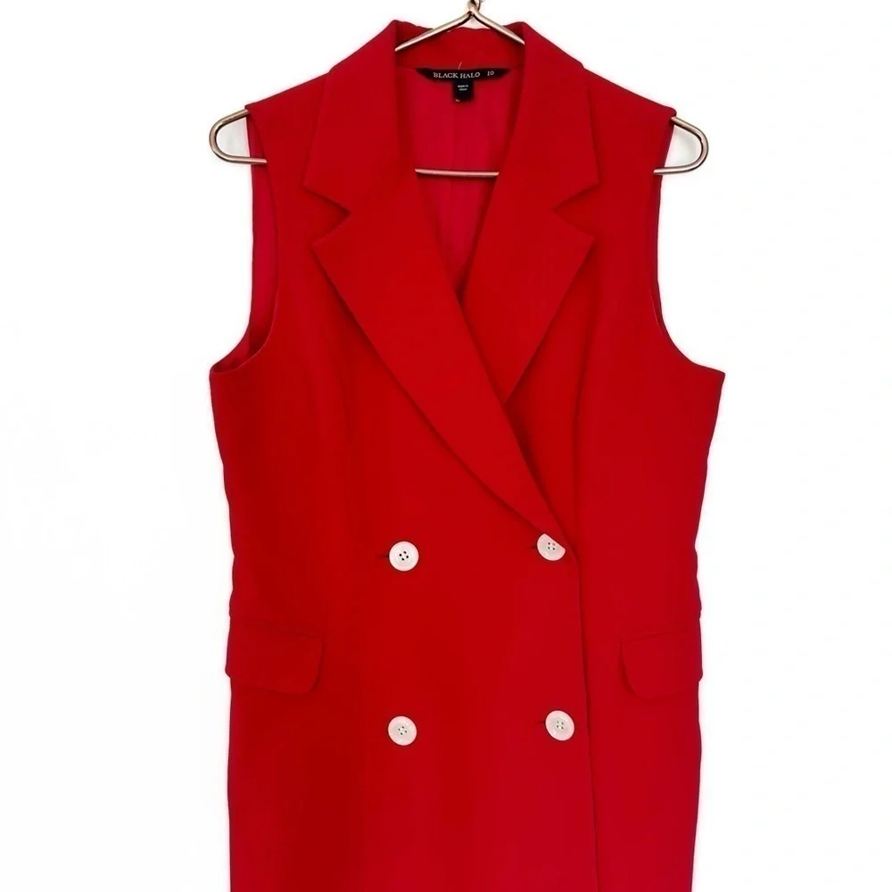 Black Halo Dress Womens 10 Rio Blazer Mini Sleeveless Red - Picture 3 of 5